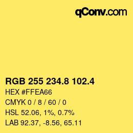 カラーコード: RGB 255 234.8 102.4 | qconv.com