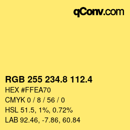 カラーコード: RGB 255 234.8 112.4 | qconv.com
