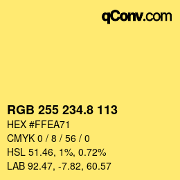 Color code: RGB 255 234.8 113 | qconv.com