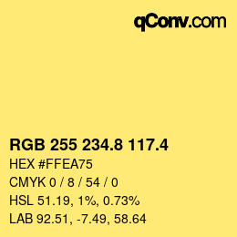 カラーコード: RGB 255 234.8 117.4 | qconv.com