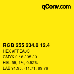 カラーコード: RGB 255 234.8 12.4 | qconv.com
