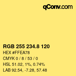 カラーコード: RGB 255 234.8 120 | qconv.com