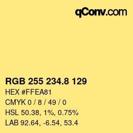 Color code: RGB 255 234.8 129 | qconv.com