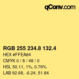 カラーコード: RGB 255 234.8 132.4 | qconv.com