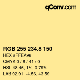 カラーコード: RGB 255 234.8 150 | qconv.com