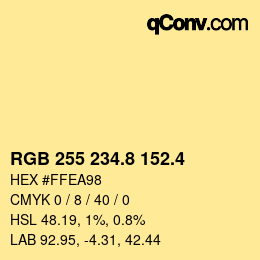 カラーコード: RGB 255 234.8 152.4 | qconv.com