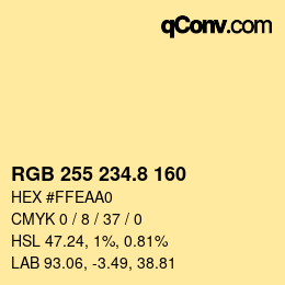 Color code: RGB 255 234.8 160 | qconv.com