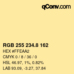 Color code: RGB 255 234.8 162 | qconv.com