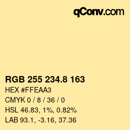 Farbcode: RGB 255 234.8 163 | qconv.com