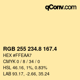 カラーコード: RGB 255 234.8 167.4 | qconv.com