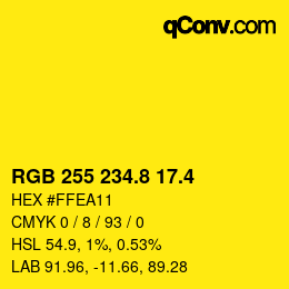 カラーコード: RGB 255 234.8 17.4 | qconv.com