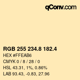 カラーコード: RGB 255 234.8 182.4 | qconv.com