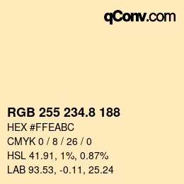カラーコード: RGB 255 234.8 188 | qconv.com