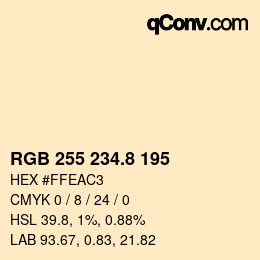 Color code: RGB 255 234.8 195 | qconv.com