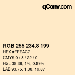 Color code: RGB 255 234.8 199 | qconv.com