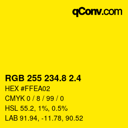 カラーコード: RGB 255 234.8 2.4 | qconv.com