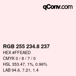 Color code: RGB 255 234.8 237 | qconv.com