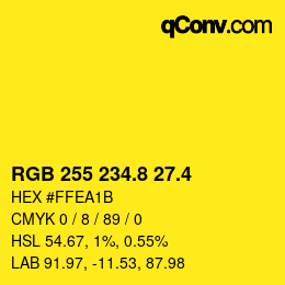 カラーコード: RGB 255 234.8 27.4 | qconv.com