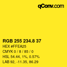 カラーコード: RGB 255 234.8 37 | qconv.com