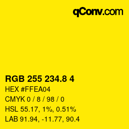 カラーコード: RGB 255 234.8 4 | qconv.com