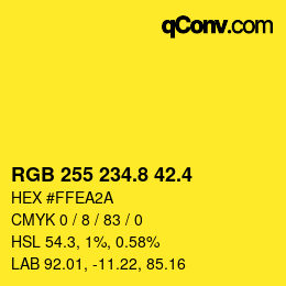 カラーコード: RGB 255 234.8 42.4 | qconv.com
