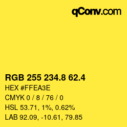 カラーコード: RGB 255 234.8 62.4 | qconv.com