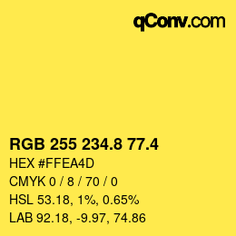 カラーコード: RGB 255 234.8 77.4 | qconv.com