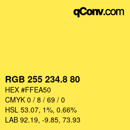カラーコード: RGB 255 234.8 80 | qconv.com