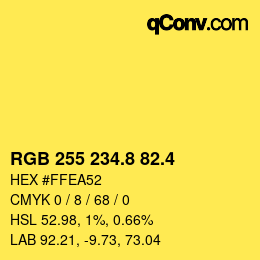 カラーコード: RGB 255 234.8 82.4 | qconv.com