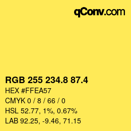 カラーコード: RGB 255 234.8 87.4 | qconv.com