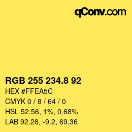 カラーコード: RGB 255 234.8 92 | qconv.com