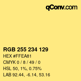 Color code: RGB 255 234 129 | qconv.com