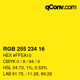 カラーコード: RGB 255 234 16 | qconv.com