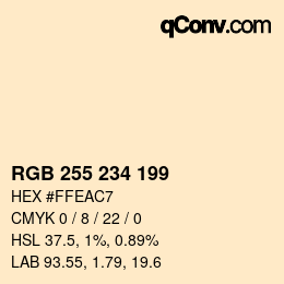 Color code: RGB 255 234 199 | qconv.com