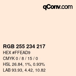 カラーコード: RGB 255 234 217 | qconv.com