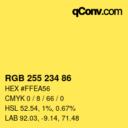 Color code: RGB 255 234 86 | qconv.com