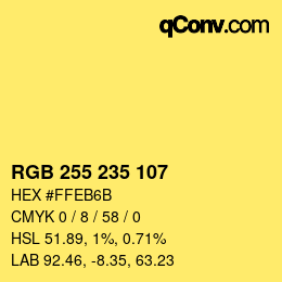 Color code: RGB 255 235 107 | qconv.com