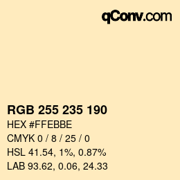 颜色代码: RGB 255 235 190 | qconv.com