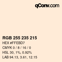 Código de color: RGB 255 235 215 | qconv.com