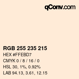 颜色代码: RGB 255 235 215 | qconv.com