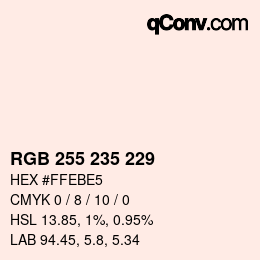 Color code: RGB 255 235 229 | qconv.com