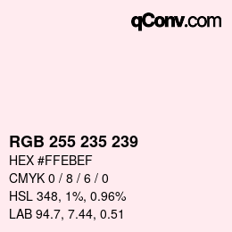 Color code: RGB 255 235 239 | qconv.com