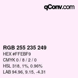 Color code: RGB 255 235 249 | qconv.com