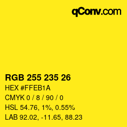 Color code: RGB 255 235 26 | qconv.com