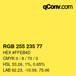 颜色代码: RGB 255 235 77 | qconv.com