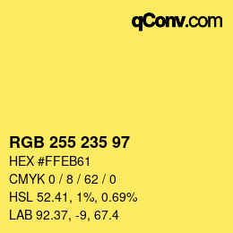 Color code: RGB 255 235 97 | qconv.com