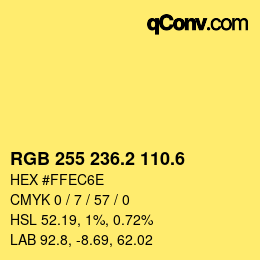 カラーコード: RGB 255 236.2 110.6 | qconv.com