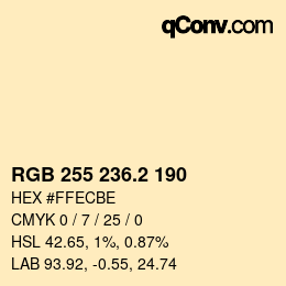 Color code: RGB 255 236.2 190 | qconv.com