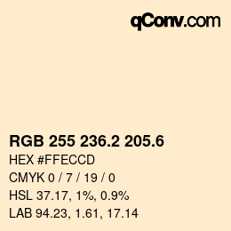 カラーコード: RGB 255 236.2 205.6 | qconv.com