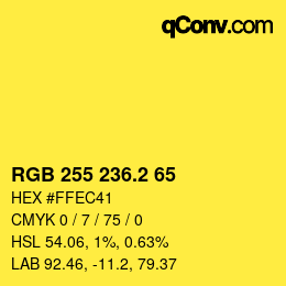 カラーコード: RGB 255 236.2 65 | qconv.com